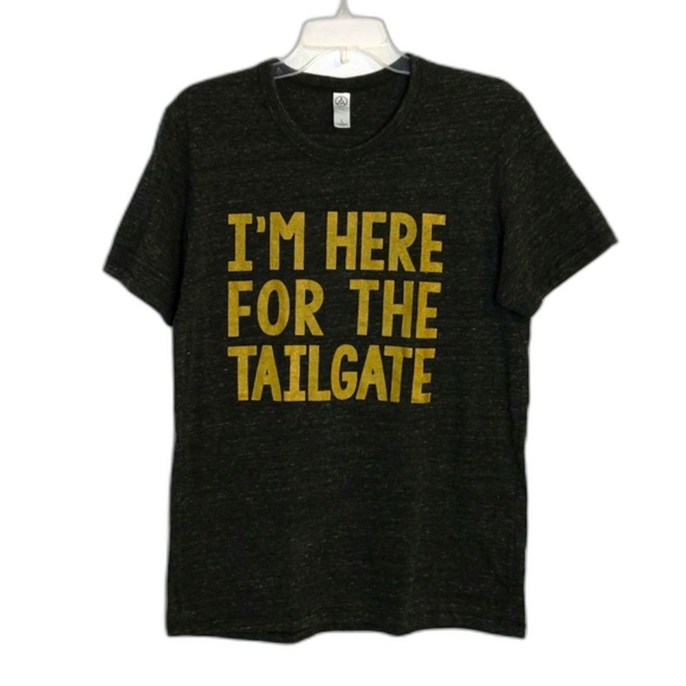 "I'M HERE FOR THE TAILGATE" Dark Gray & Gold Tee T-Shirt Men's L